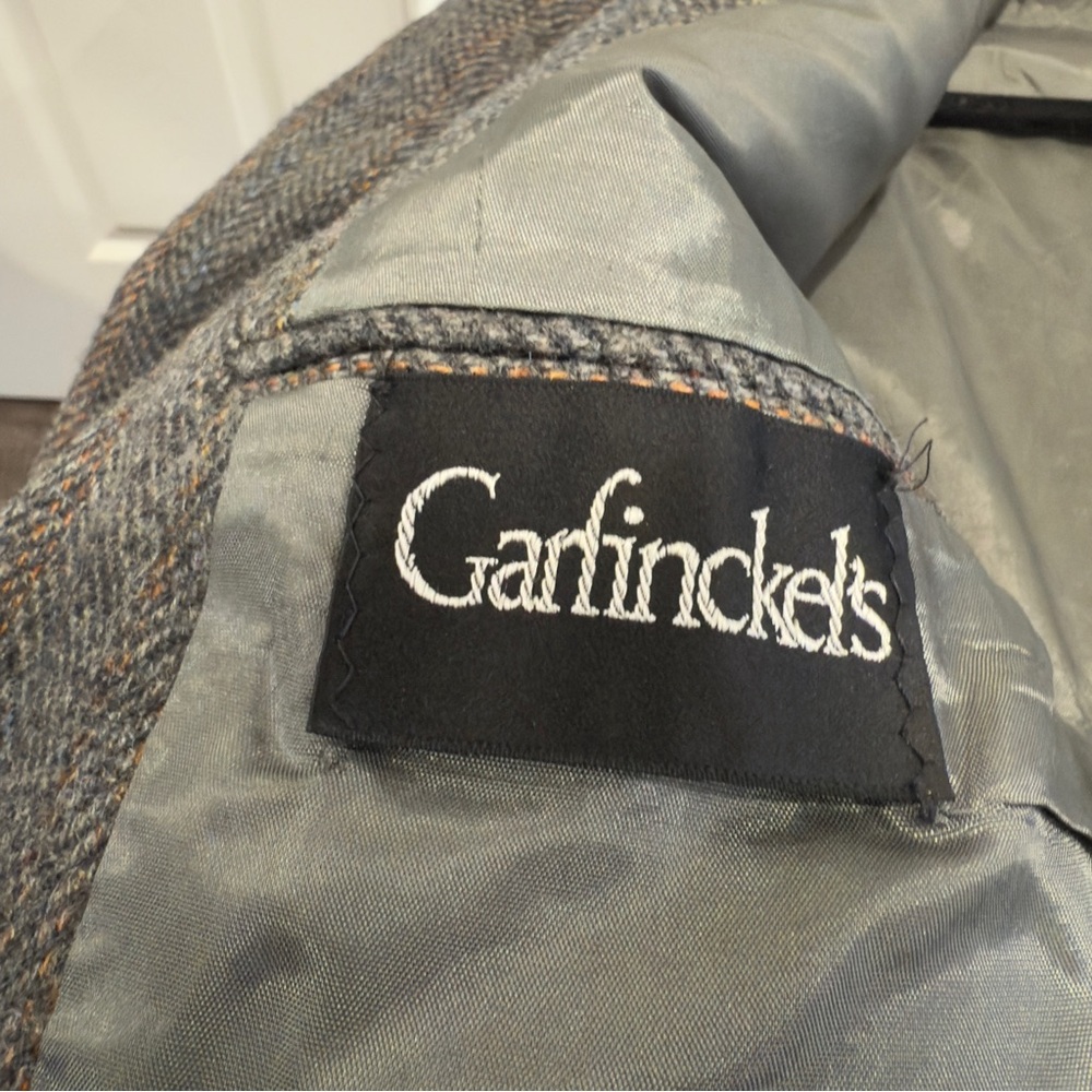 VTG Garfinckel’s Wool Blazer Sport Jacket Herringbone Gray Men Size 41 Old Money - Picture 8 of 13